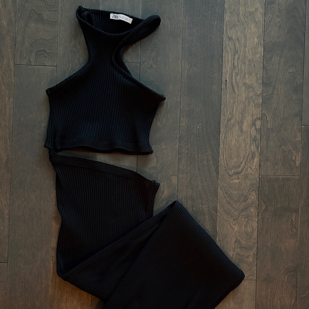 Zara Black asymétrique maxi dress